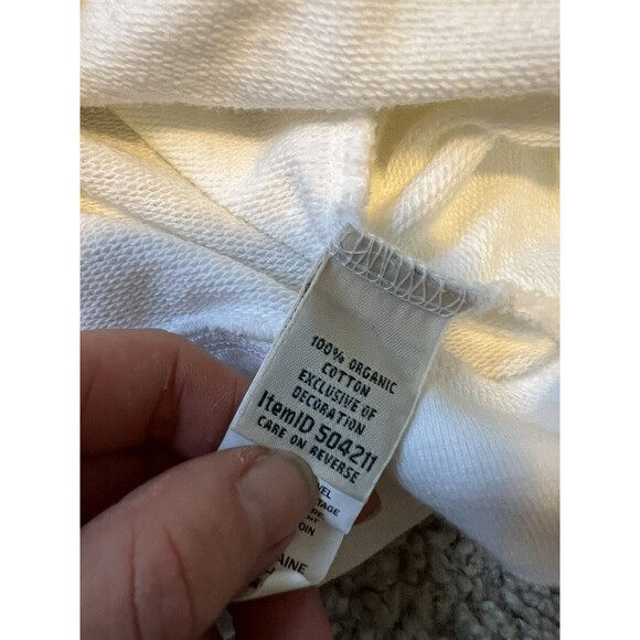 LL Bean Women's Organic Cotton Full-Zip White Hoodie Sweatshirt - Picture 9 of 12